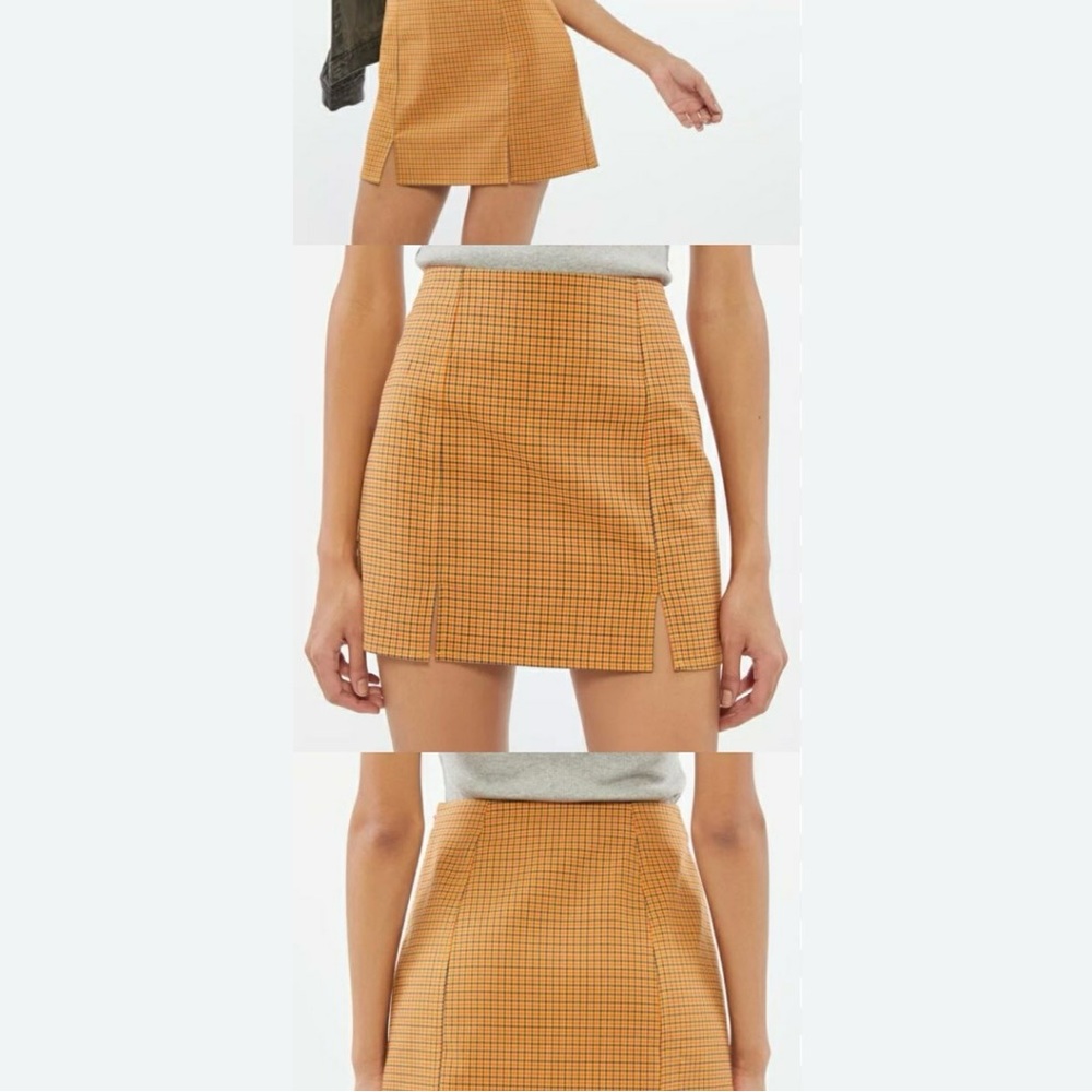 Urban Outfitters Orange Plaid Fitted Skirt - Picture 1 of 6